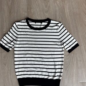 Zara Navy and White Striped Knit Top